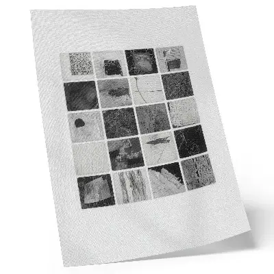 Poster para cozinha com estampas de padrões geométricos em preto e branco em formato artístico