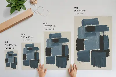 Poster para cozinha com pinceladas azuis em estilo moderno