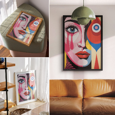 Poster decorativo Formas abstratas coloridas, olhos e rosto