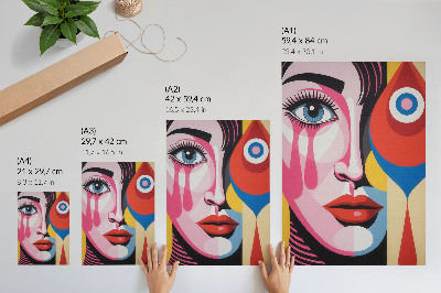 Poster decorativo Formas abstratas coloridas, olhos e rosto