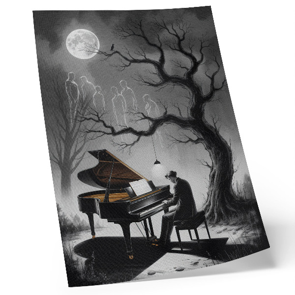 Poster para cozinha Cores suaves, fantasmas, piano, lua