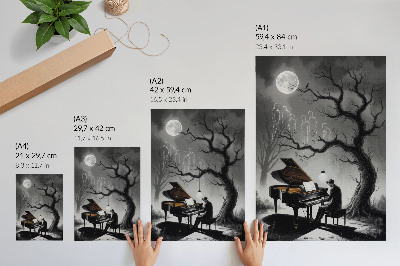 Poster para cozinha Cores suaves, fantasmas, piano, lua