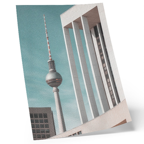 Poster decorativo Torre minimalista, edifícios modernos, céu azul.