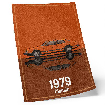 Arte de parede Carro retrô em espelho estilo vintage laranja