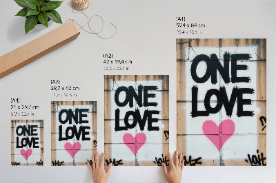Poster para cozinha Grafite em forma de coração em parede de concreto