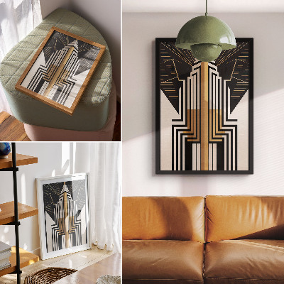 Poster decorativo Linhas arquitetônicas, elegantes detalhes em dourado.