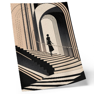 Impressão em tela Uma figura na escadaria sob os arcos monumentais.
