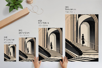 Impressão em tela Uma figura na escadaria sob os arcos monumentais.