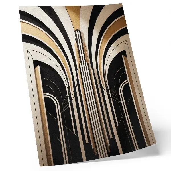Poster para cozinha com estética de arcos modernos e contraste Art Déco