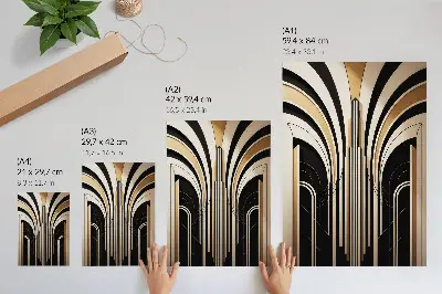 Poster para cozinha com estética de arcos modernos e contraste Art Déco