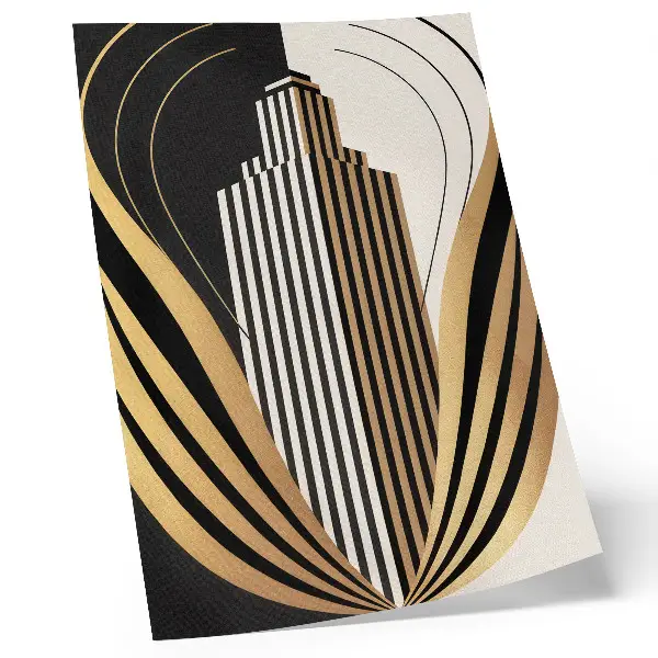 Poster decorativo com design de linhas arquitetônicas que contrastam elegância e modernidade