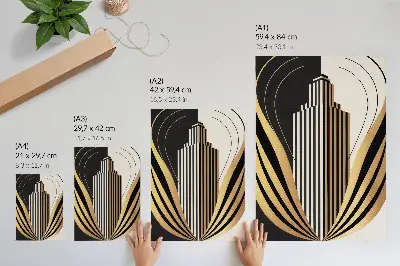 Poster decorativo com design de linhas arquitetônicas que contrastam elegância e modernidade