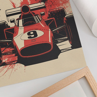 Poster para cozinha Carro de corrida vermelho e preto em movimento