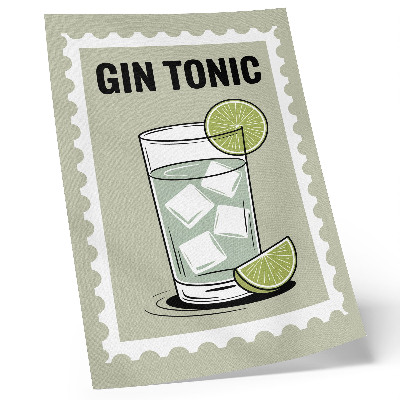 Impressão em tela A inscrição GIN TONIC em elementos verdes e brancos