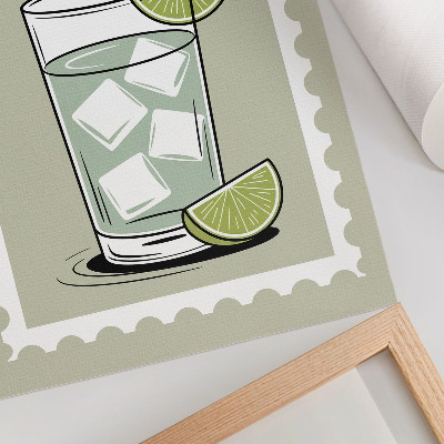 Impressão em tela A inscrição GIN TONIC em elementos verdes e brancos