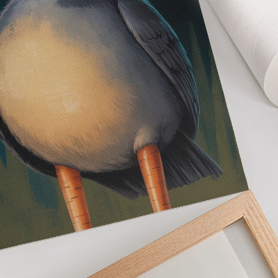 Poster para cozinha Pássaro engraçado com cores incomuns em fundo turquesa