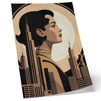 Poster decorativo Silhueta de uma mulher rodeada por arranha-céus