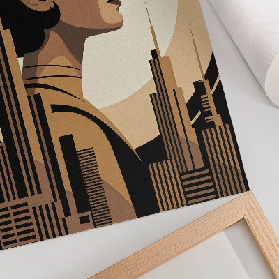 Poster decorativo Silhueta de uma mulher rodeada por arranha-céus