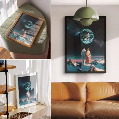 Arte de parede espaço e pessoas com design de possibilidades ilimitadas