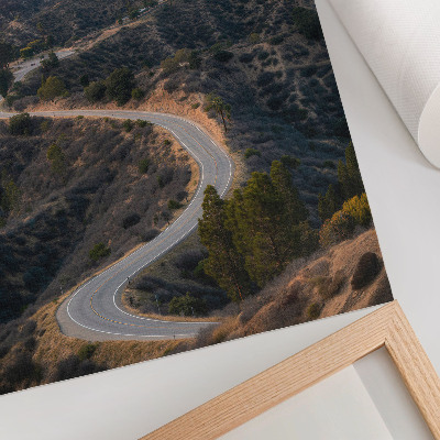 Poster decorativo Colinas inscrição estrada pôr do sol sonhos