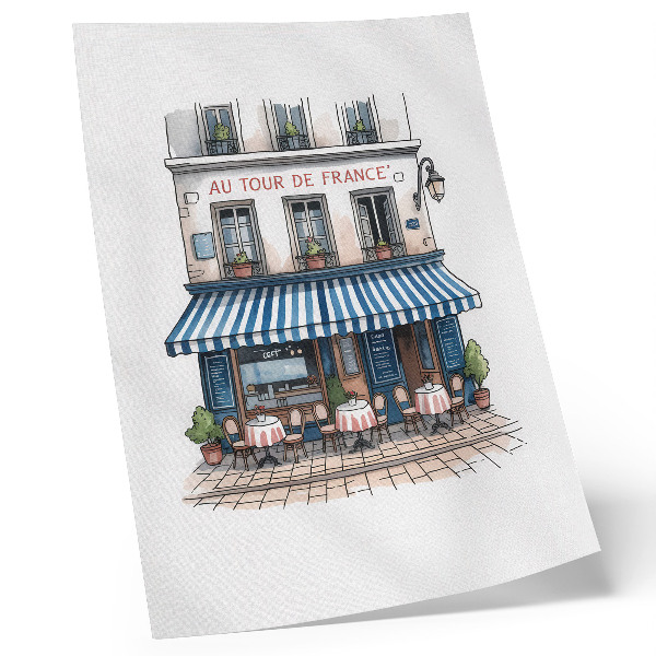 Impressão em tela Um charmoso café francês com um terraço acolhedor.