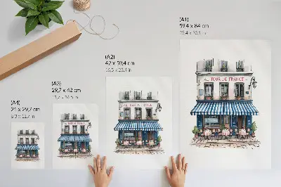 Impressão em tela quadro decorativo de um charmoso café francês com um terraço acolhedor