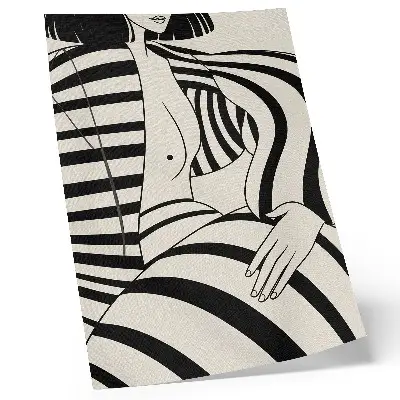 Arte de parede com elegância de listras geométricas em preto e branco