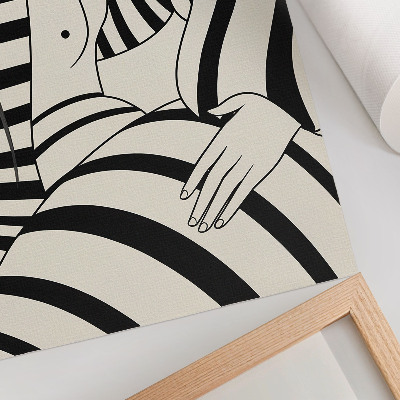 Arte de parede Elegância das listras geométricas em preto e branco