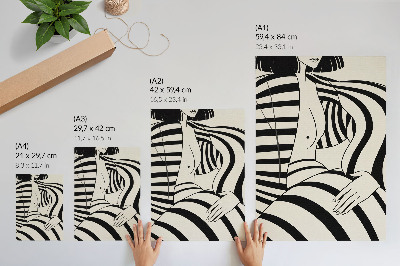 Arte de parede Elegância das listras geométricas em preto e branco
