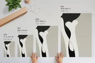 Poster para cozinha com linhas pretas e brancas de contrastes suaves