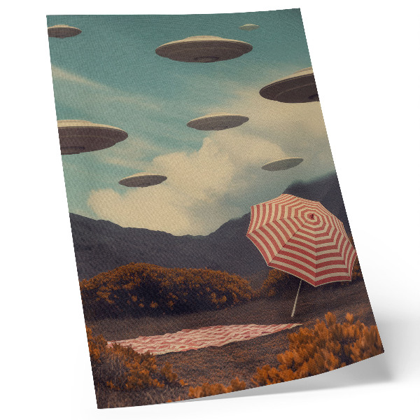 Arte de parede Paisagem pitoresca, guarda-chuva e objetos misteriosos