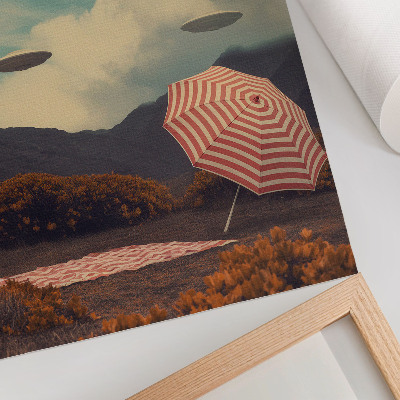 Arte de parede Paisagem pitoresca, guarda-chuva e objetos misteriosos