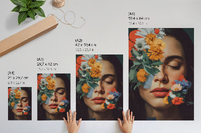 Arte de parede Rosto colorido com flores, charme, emoção e delicadeza.