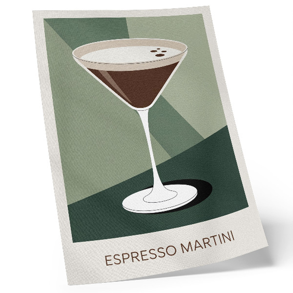 Poster para cozinha Martini moderno em verde, bege e branco.