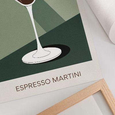 Poster para cozinha Martini moderno em verde, bege e branco.