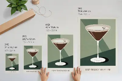 Poster para cozinha martini moderno em tons de verde, bege e branco