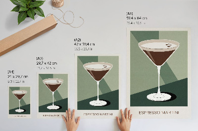 Poster para cozinha Martini moderno em verde, bege e branco.