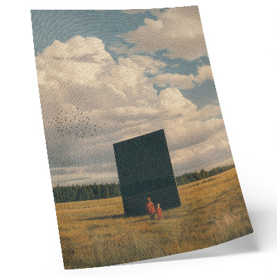 Arte de parede O contraste do monólito negro com o azul do céu e a vegetação.