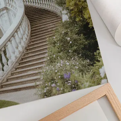 Poster decorativo balaustrada elegante com estética de tranquilidade verde