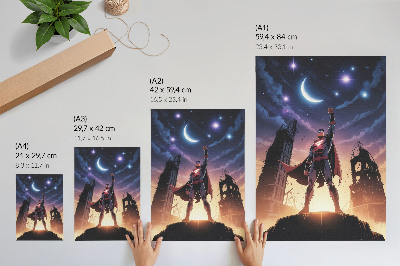 Arte de parede Céu noturno, figura dinâmica, ruínas misteriosas