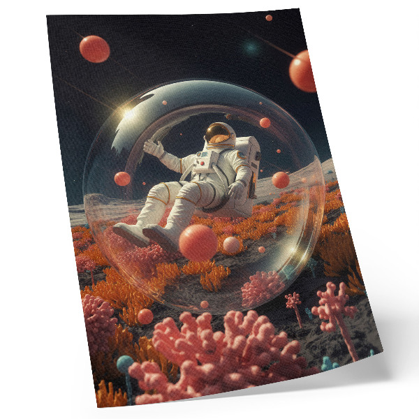 Poster para cozinha Astronauta, espaço, plantas coloridas, cosmos