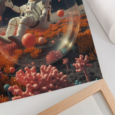 Poster para cozinha Astronauta, espaço, plantas coloridas, cosmos