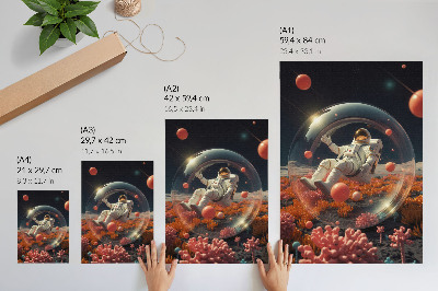 Poster para cozinha Astronauta, espaço, plantas coloridas, cosmos