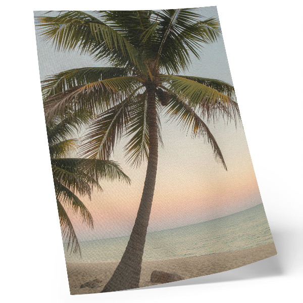 Arte de parede Palmeiras, mar, pôr do sol em tons pastel, exótico