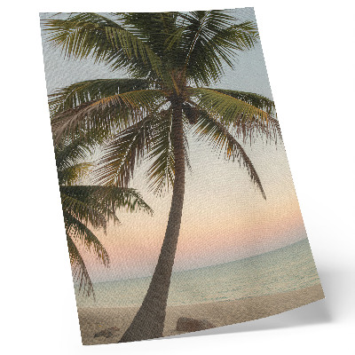 Arte de parede Palmeiras, mar, pôr do sol em tons pastel, exótico