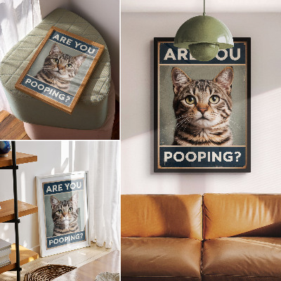Arte de parede Um retrato retrô de gato com um toque de humor