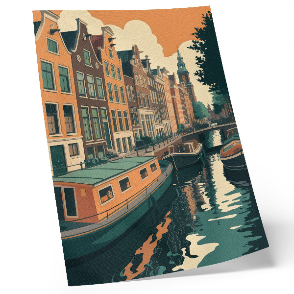 Poster para cozinha Prédios residenciais sobre o canal refletidos na água