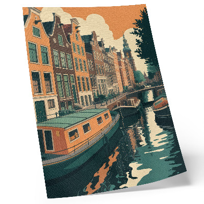 Poster para cozinha Prédios residenciais sobre o canal refletidos na água
