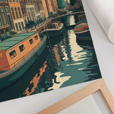 Poster para cozinha Prédios residenciais sobre o canal refletidos na água