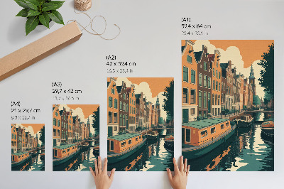 Poster para cozinha Prédios residenciais sobre o canal refletidos na água